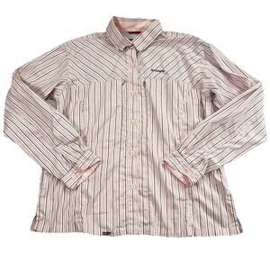 Simms Shirt Womens Size L Pink Stripe Button Up Vented 3XDry LS Outdoor Fishing